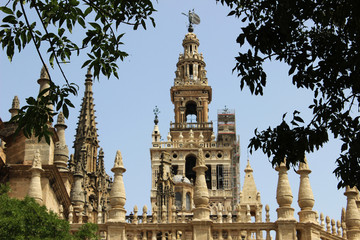 Fototapeta na wymiar Giralda tower in Seville, bell tower of the cathedral