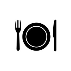 Fork and knife icon, logo isolated on white background