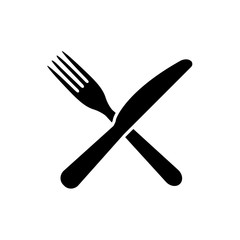 Fork and knife icon, logo isolated on white background