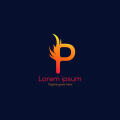 vector letter P with fire logo template design