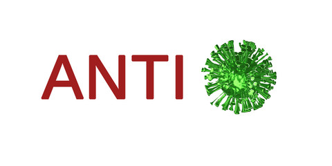 Anti virus, a 3d green glowing virus (coronavirus) cell