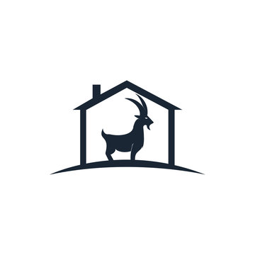 Goat home Logo Template vector design. A beard goat logo concept.