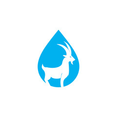 Goat water drop vector logo design. Mountain goat vector logo design.