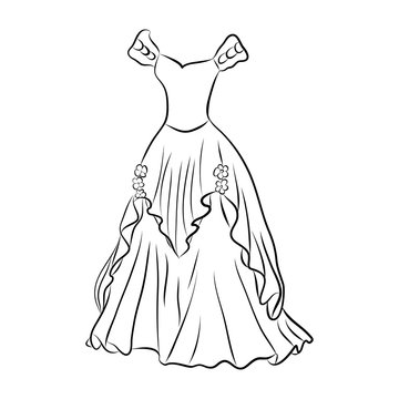 vector dress hand drawing, clothes, illustration isolated on white background