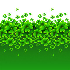 Illustration - Saint Patrick's day. seamless horizontal border with green Clover on white background.