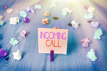 Conceptual hand writing showing Incoming Call. Concept meaning Inbound Received Caller ID Telephone...