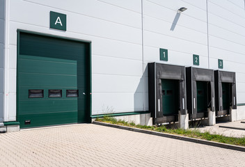 Empty loading docks at the logistics center