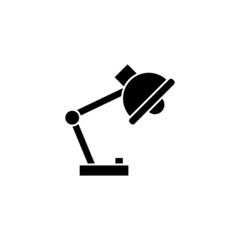 Lamp icon template in black flat design on white background, Desk lamp symbol vector sign isolated on white background illustration for graphic and web design