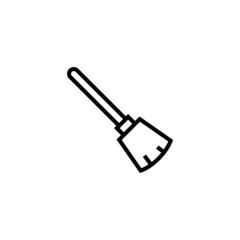 Broom cleaning icon in outline style on white background, Broom cleaning symbol vector sign isolated on white background illustration for graphic and web design