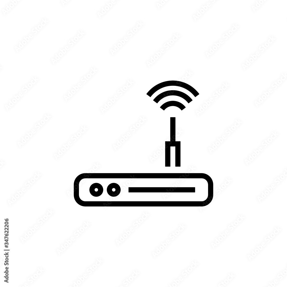 Aufkleber router icon template in outline style on white background, router symbol vector sign isolated on whi
