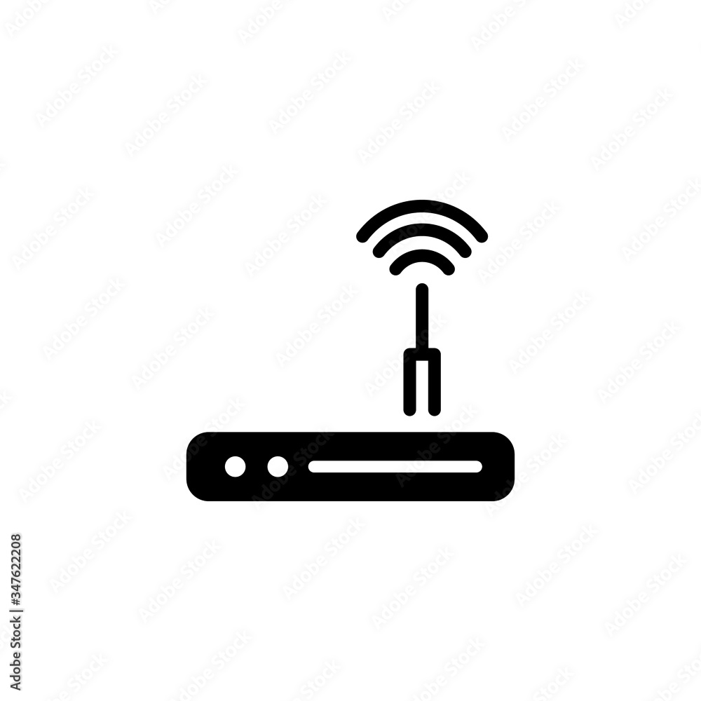 Poster router icon template in black flat design on white background, router symbol vector sign isolated on