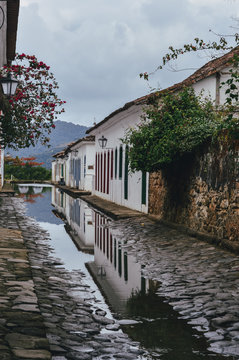 colored streets of paraty colonial village in rio de Janeiro Brazil