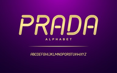 Elegant golden modern alphabet font set