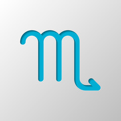 Astrological sign. Scorpio simple icon. Paper design. Cutted sym
