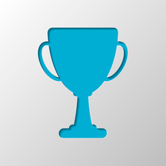 Silhouette of champions cup. Simple icon. Paper design. Cutted s