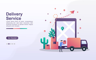 Landing page template of delivery service in gradient effect style