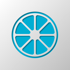 Obraz premium Whole lemon or orange. Simple icon. Paper design. Cutted symbol