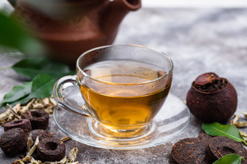 Different pressed Chinese pu-erh tea