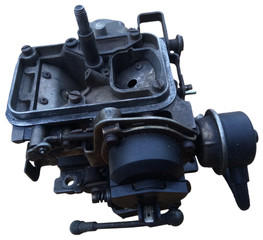 old oil-filled carburetor on white background