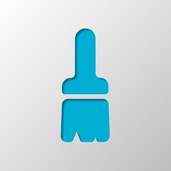 Paint brush, simple icon. Paper design. Cutted symbol with shadow