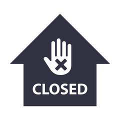 building closed icon. stop hand gesture. flat vector illustration.