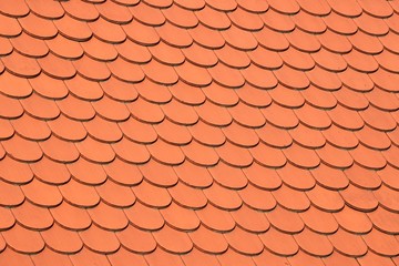 Roof with bright red tiles