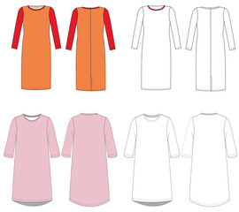 long-sleeved women's Dress template