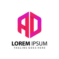 Gradient Hexagonal Abstract Letter A D Business Company Modern Logo Design Template Vector