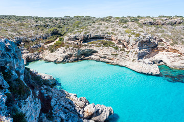 Lonely beach with blue sky, Caló des Mármols, Mallorca