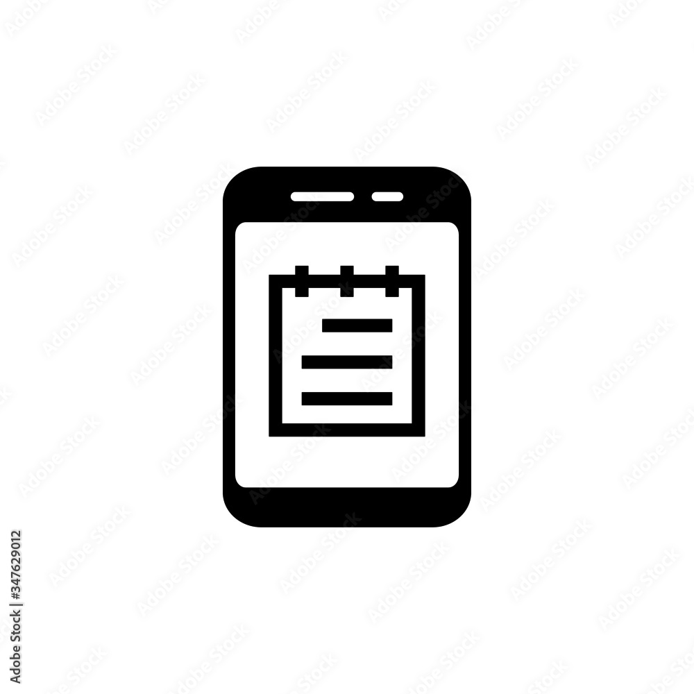 Poster mobile notes line icon, e-learning linear style sign for mobile concept and web design, smartphone w
