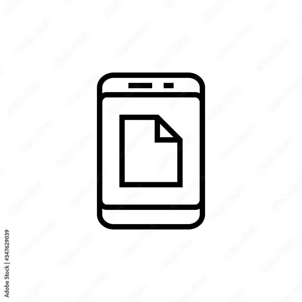 Poster mobile document line icon, e-learning linear style sign for mobile concept and web design in outline