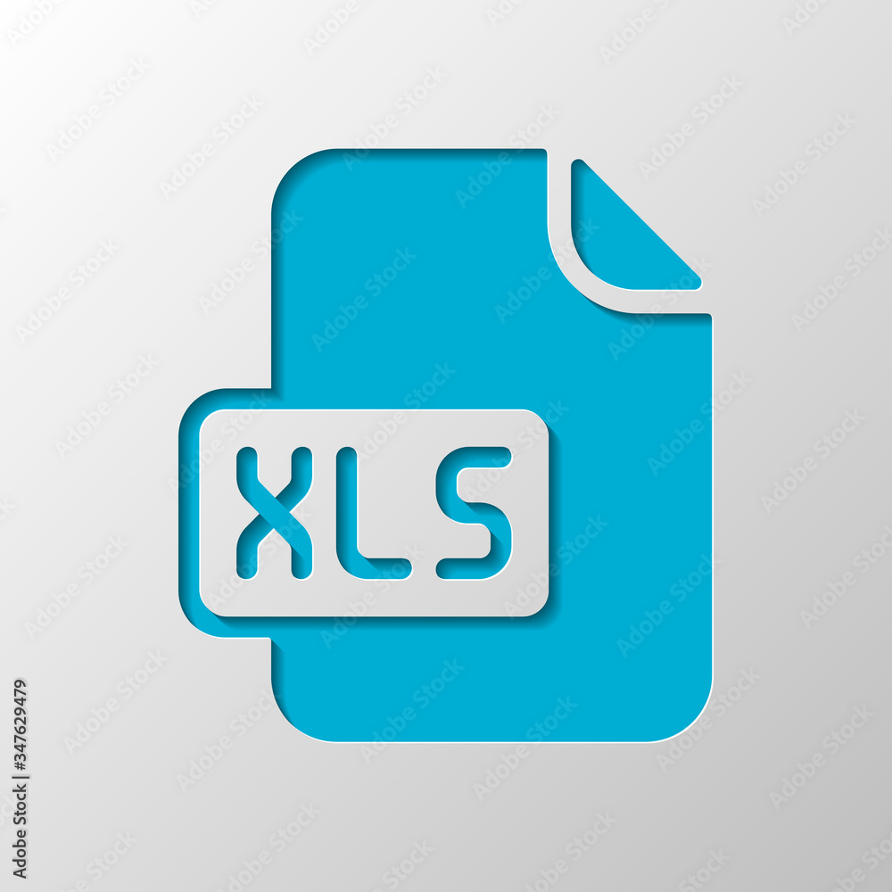 Poster computer file, xls symbol. paper design. cutted symbol with shadow