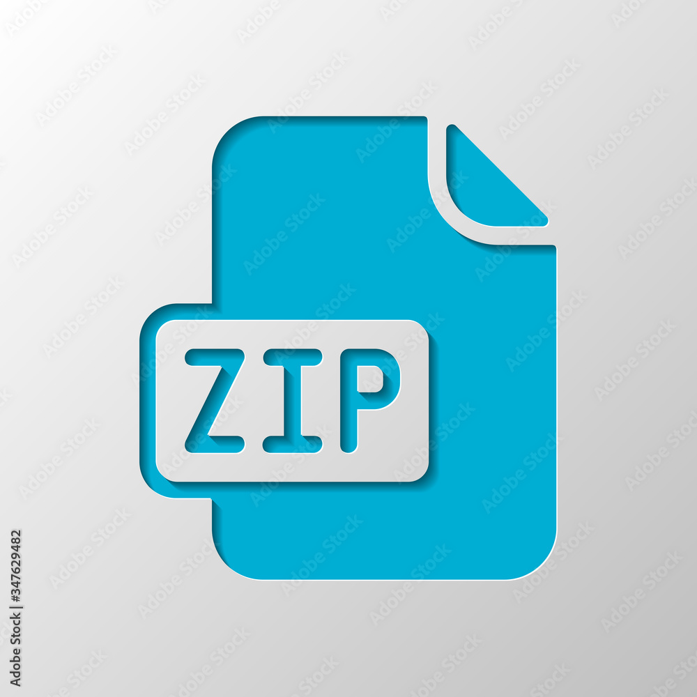 Poster computer file, zip archive symbol. paper design. cutted symbol with shadow