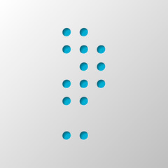 Digital dotted question mark, faq symbol. Paper design. Cutted symbol with shadow