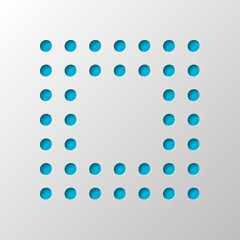 Digital dotted stop symbol, square shape. Paper design. Cutted symbol with shadow