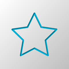Simple star, rating symbol, outline design. Paper design. Cutted symbol with shadow