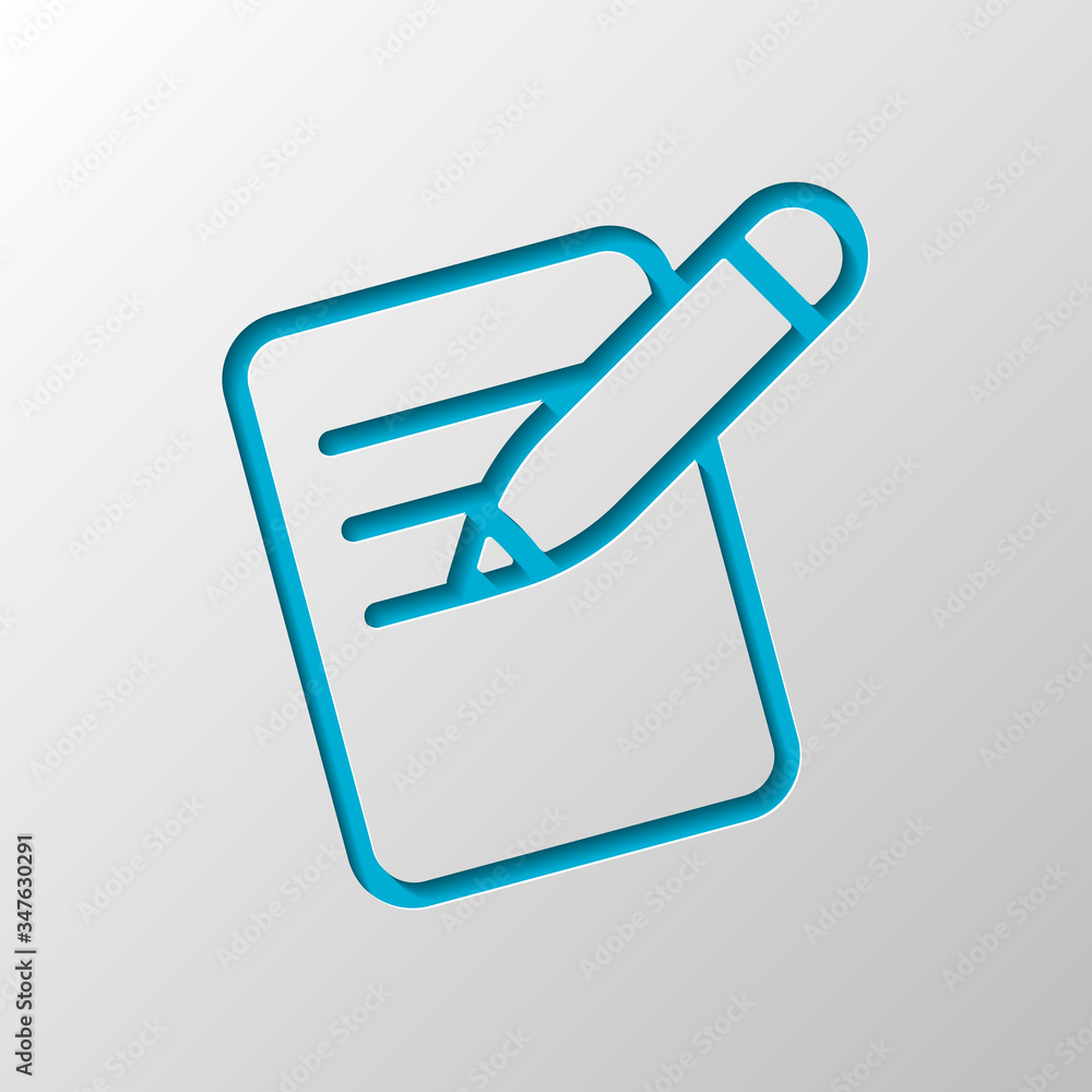 Poster write text, create or edit document, pencil and paper, outline design. paper design. cutted symbol w