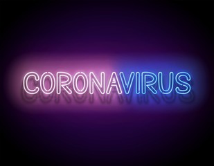Glow Signboard with Coronavirus Inscription