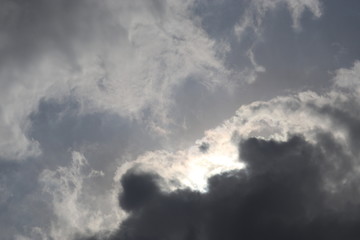 Dark Storm Clouds with Sunlight Breaking Through — Dramatic Gray Sky and Light Contrast