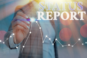 Conceptual hand writing showing Status Report. Concept meaning Update Summary of situations as of a...