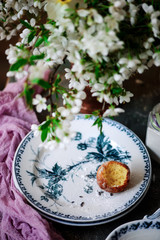 ricotta doughnuts with lavender..selective focus.