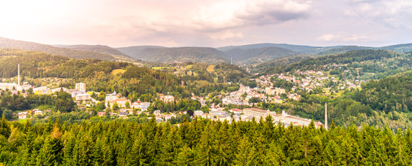 Fototapeta na wymiar Tanvald - small mountain town in Jizera Mountains, Czech Republic