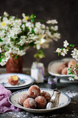 ricotta doughnuts with lavender..selective focus.