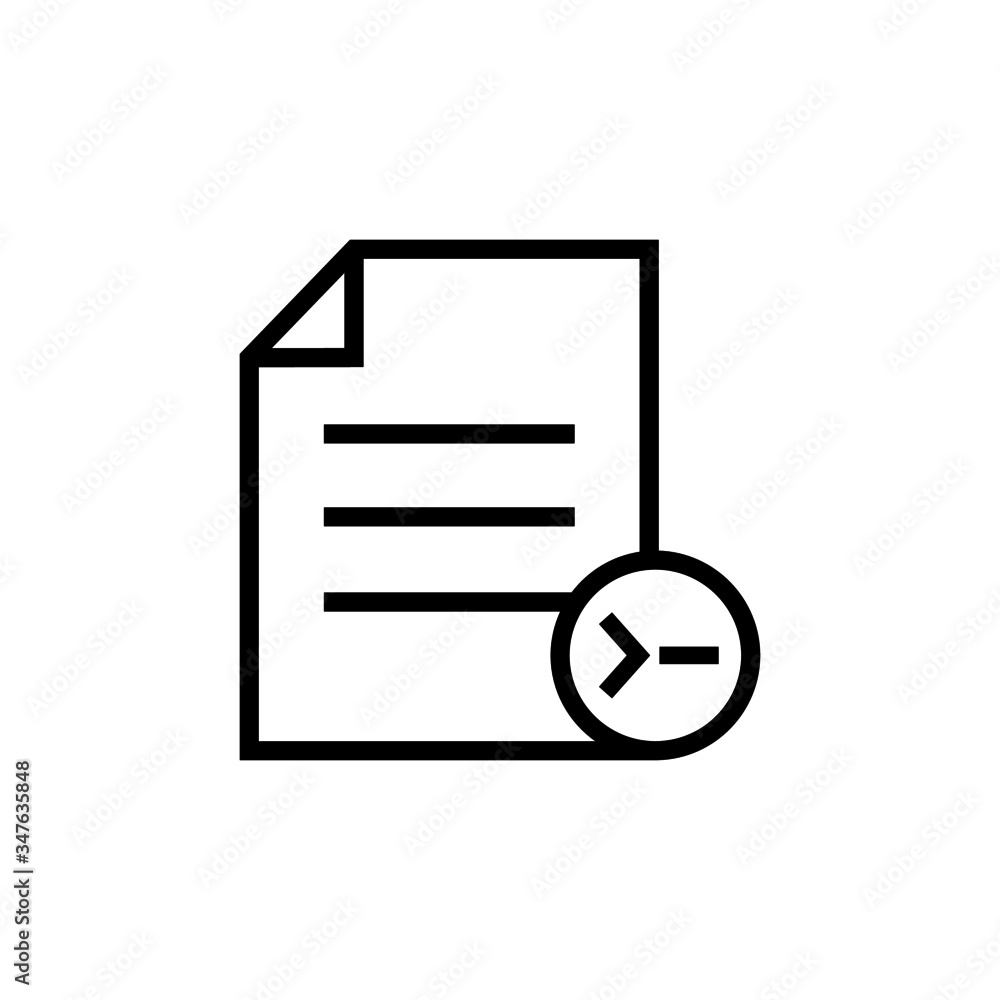 Poster Command document file page icon in outline style on white background, Vector icon