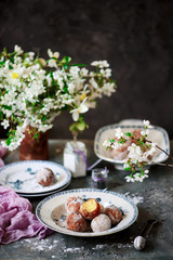 ricotta doughnuts with lavender..selective focus.