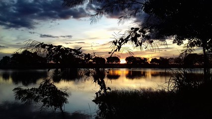 sunset over lake