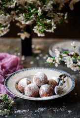ricotta doughnuts with lavender..selective focus.