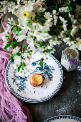 ricotta doughnuts with lavender..selective focus.