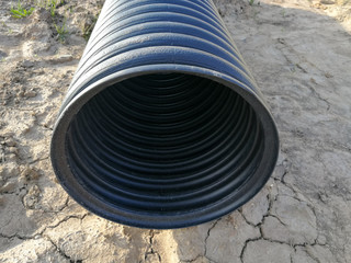 Black corrugated pipe for water canalization