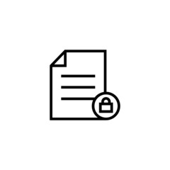 Fototapeta na wymiar Report icon with padlock sign, icon in outline style on white background, Report icon and security, protection, privacy symbol, Vector icon